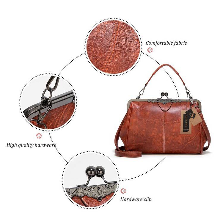 Retro Chic Clip Bag | Elegant PU Leather 2