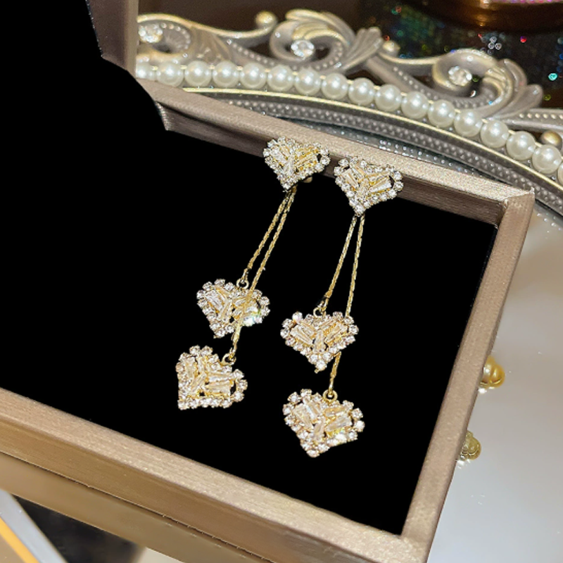 Rhea Heart Drop Earrings | Elegant Gold-Tone, Lightweight Design 0