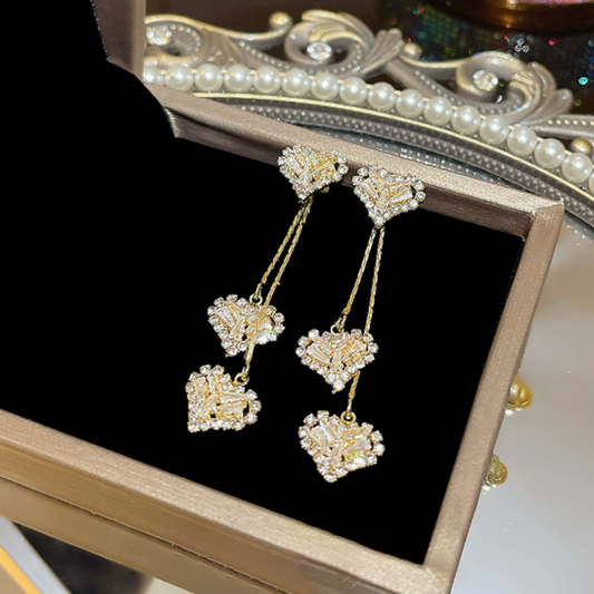 Rhea Heart Drop Earrings | Elegant Gold-Tone, Lightweight Design 0