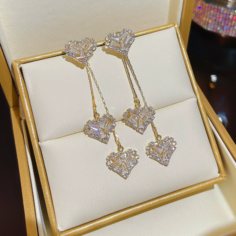 Rhea Heart Drop Earrings | Elegant Gold-Tone, Lightweight Design 5