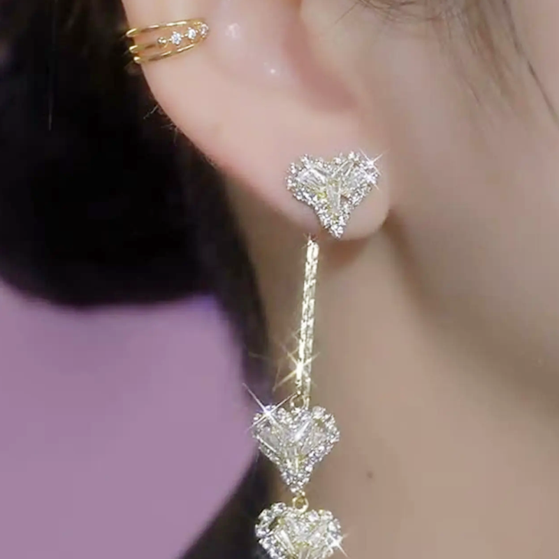 Rhea Heart Drop Earrings | Elegant Gold-Tone, Lightweight Design 6