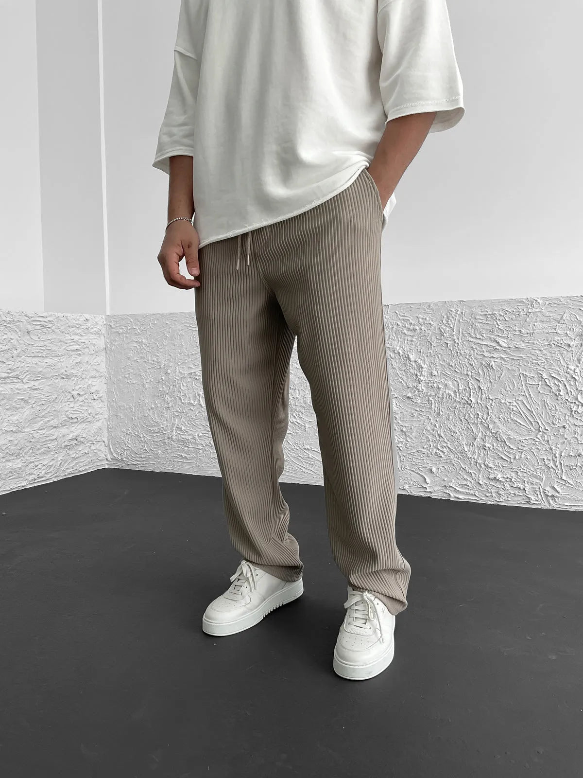 Rib-Tube Trousers | Heavyweight Wide Leg Pants, Baggy Fit 0