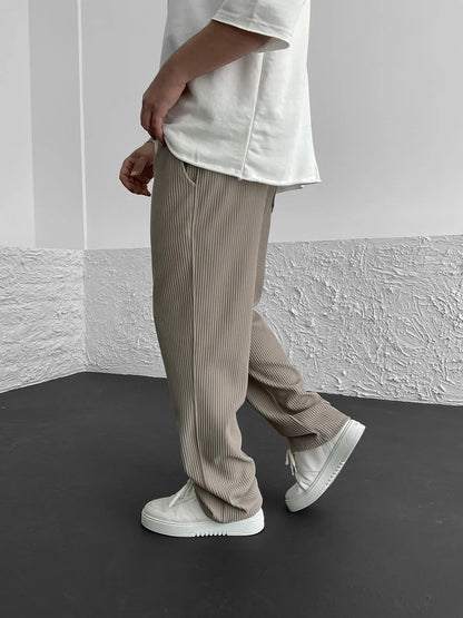 Rib-Tube Trousers | Heavyweight Wide Leg Pants, Baggy Fit 1
