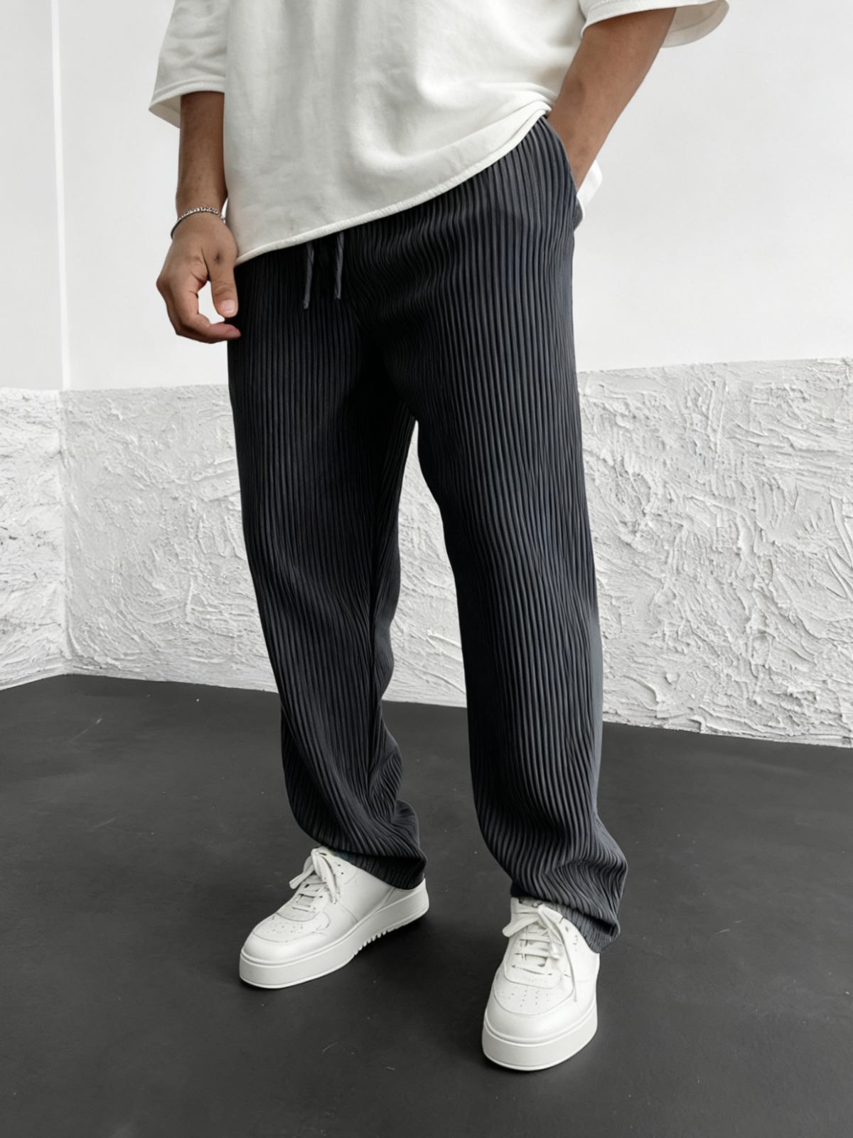 Rib-Tube Trousers | Heavyweight Wide Leg Pants, Baggy Fit 14
