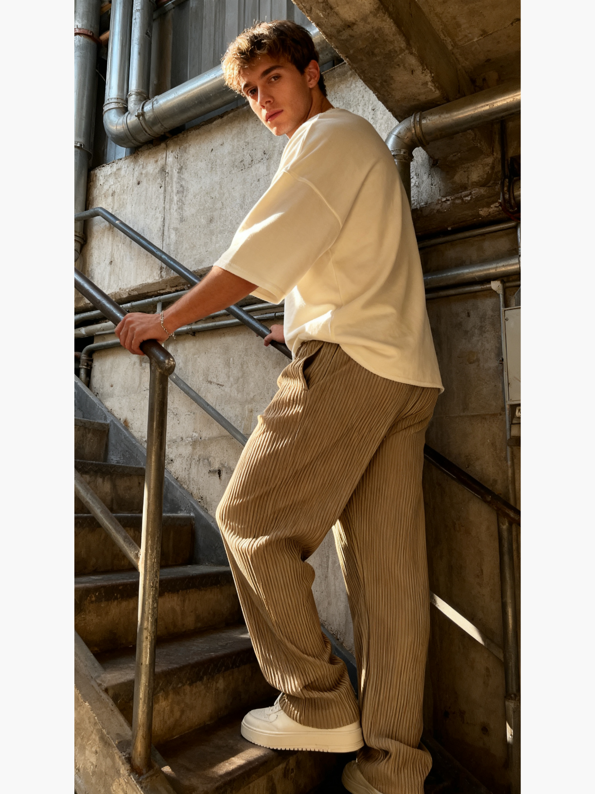 Rib-Tube Trousers | Heavyweight Wide Leg Pants, Baggy Fit 2
