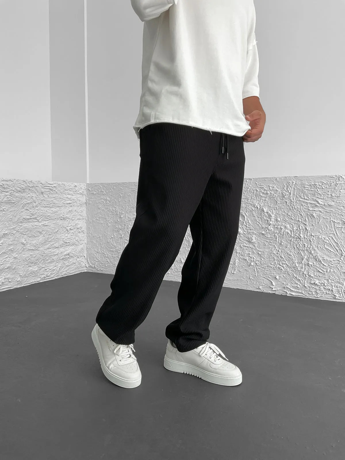 Rib-Tube Trousers | Heavyweight Wide Leg Pants, Baggy Fit 4