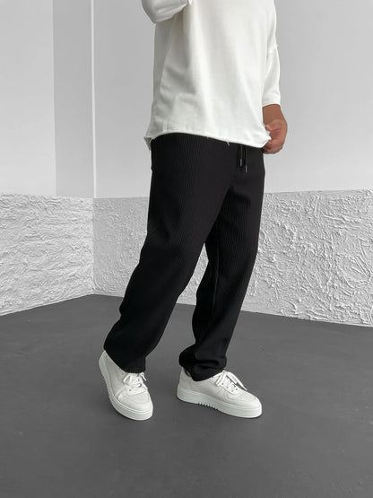 Rib-Tube Trousers | Heavyweight Wide Leg Pants, Baggy Fit 4