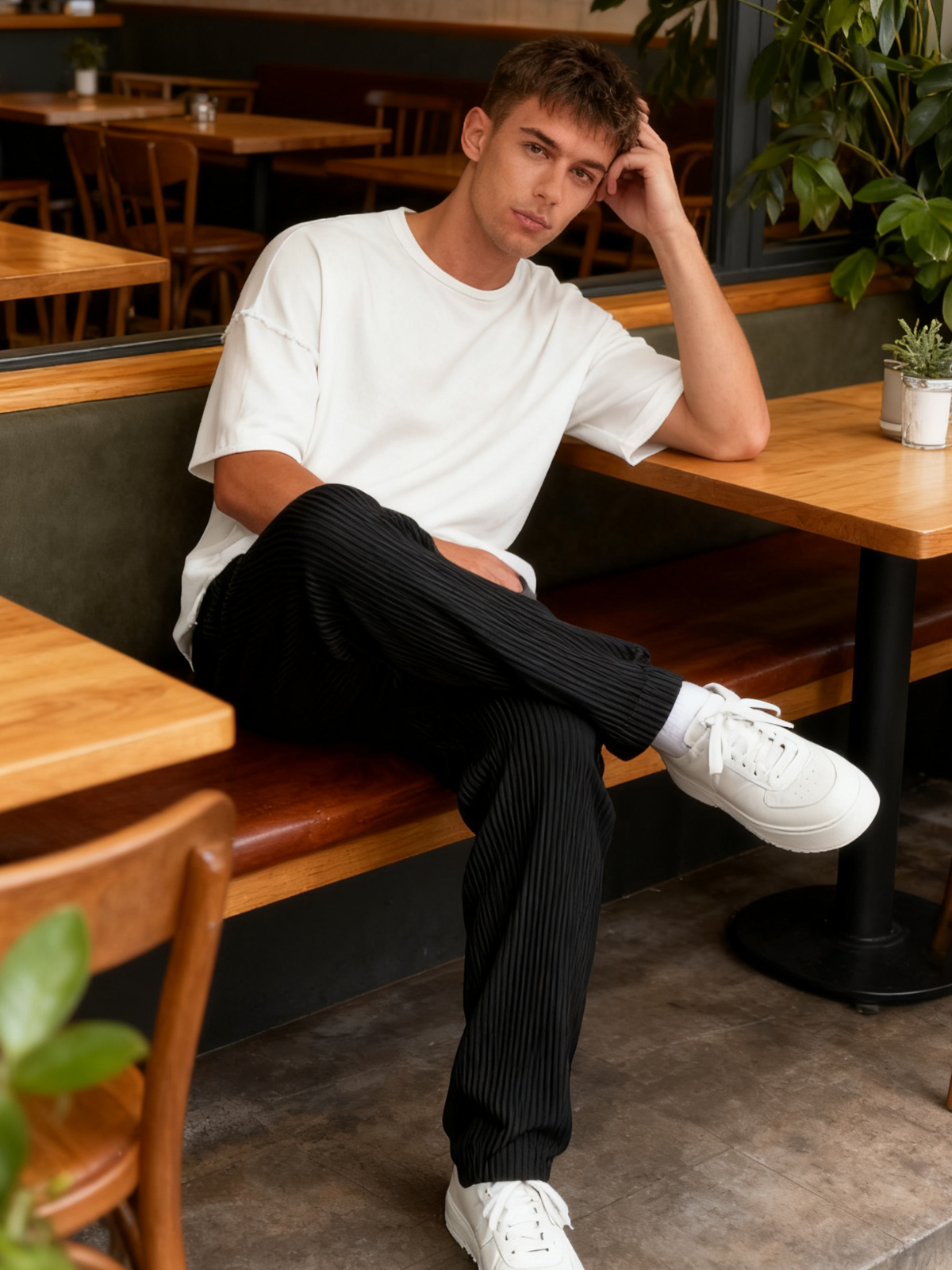 Rib-Tube Trousers | Heavyweight Wide Leg Pants, Baggy Fit 5