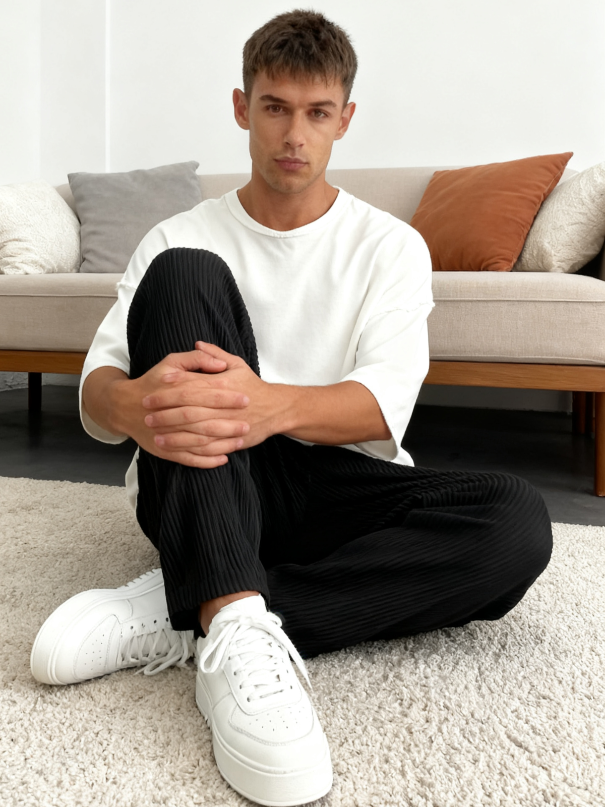 Rib-Tube Trousers | Heavyweight Wide Leg Pants, Baggy Fit 6