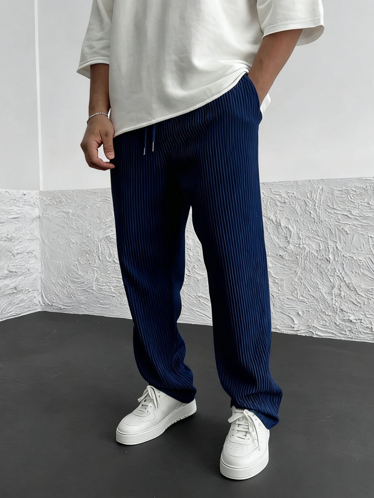 Rib-Tube Trousers | Heavyweight Wide Leg Pants, Baggy Fit 9