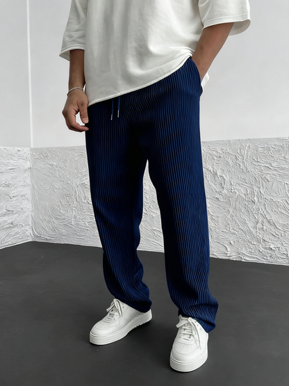 Rib-Tube Trousers | Heavyweight Wide Leg Pants, Baggy Fit 9