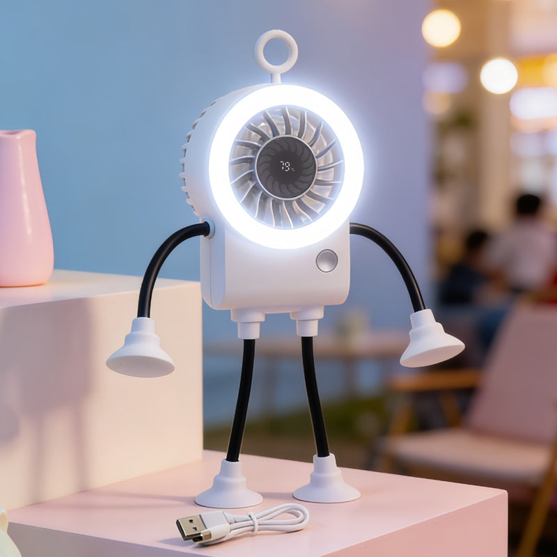 Robo Mini Desk Fan | Bendable, USB Rechargeable with LED Light 10