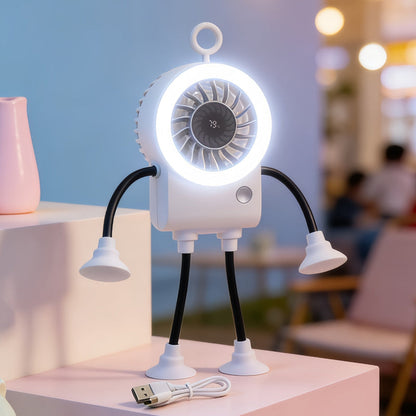 Robo Mini Desk Fan | Bendable, USB Rechargeable with LED Light 10