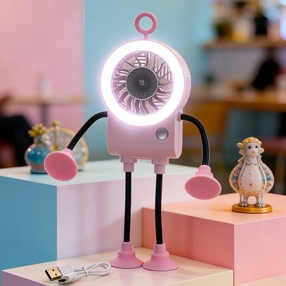 Robo Mini Desk Fan | Bendable, USB Rechargeable with LED Light 11