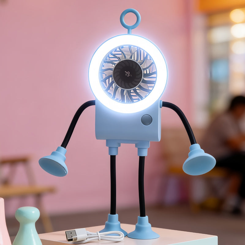 Robo Mini Desk Fan | Bendable, USB Rechargeable with LED Light 14