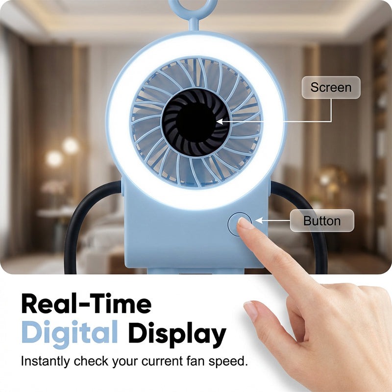Robo Mini Desk Fan | Bendable, USB Rechargeable with LED Light 5