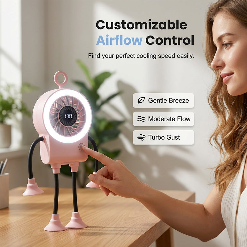 Robo Mini Desk Fan | Bendable, USB Rechargeable with LED Light 7