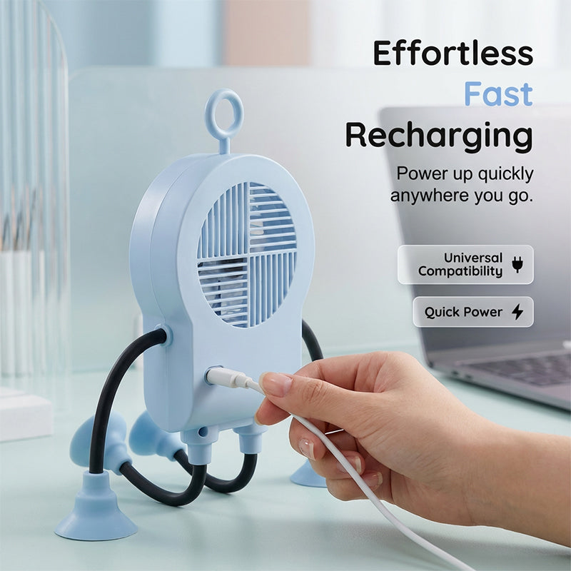 Robo Mini Desk Fan | Bendable, USB Rechargeable with LED Light 8