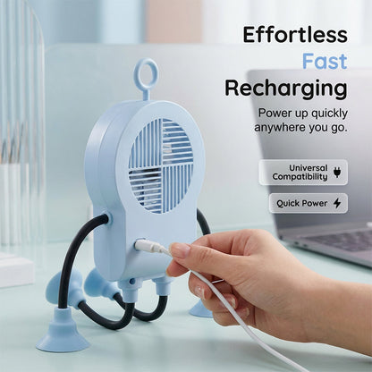 Robo Mini Desk Fan | Bendable, USB Rechargeable with LED Light 8
