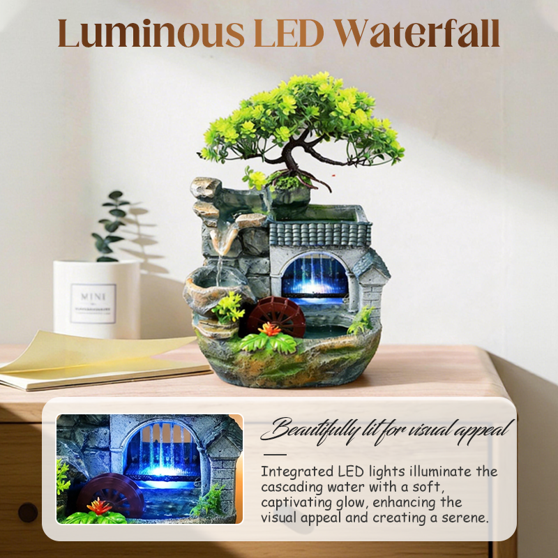 Rocca Tabletop Fountain | Indoor Water Feature with LED Lighting 5