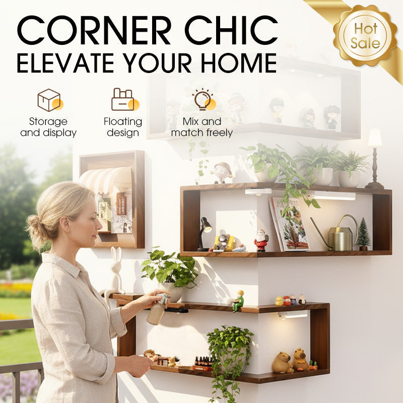 Rustic Corner Shelf Unit | Elegant Walnut Finish, Durable Wood Construction 0