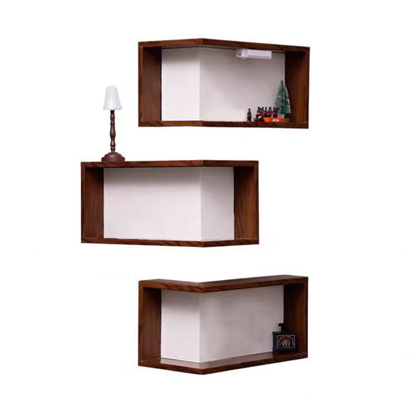 Rustic Corner Shelf Unit | Elegant Walnut Finish, Durable Wood Construction 1