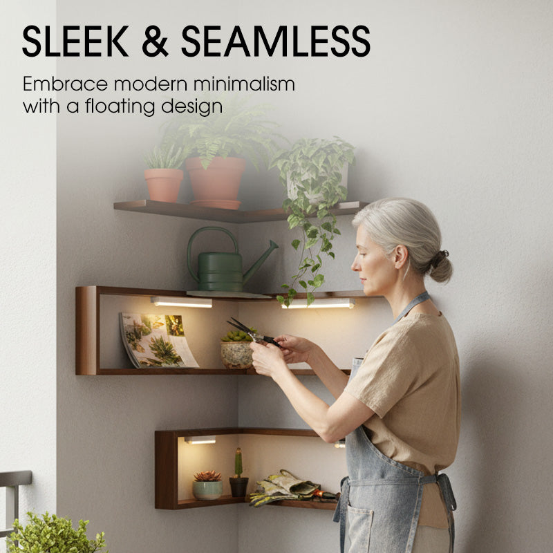 Rustic Corner Shelf Unit | Elegant Walnut Finish, Durable Wood Construction 5
