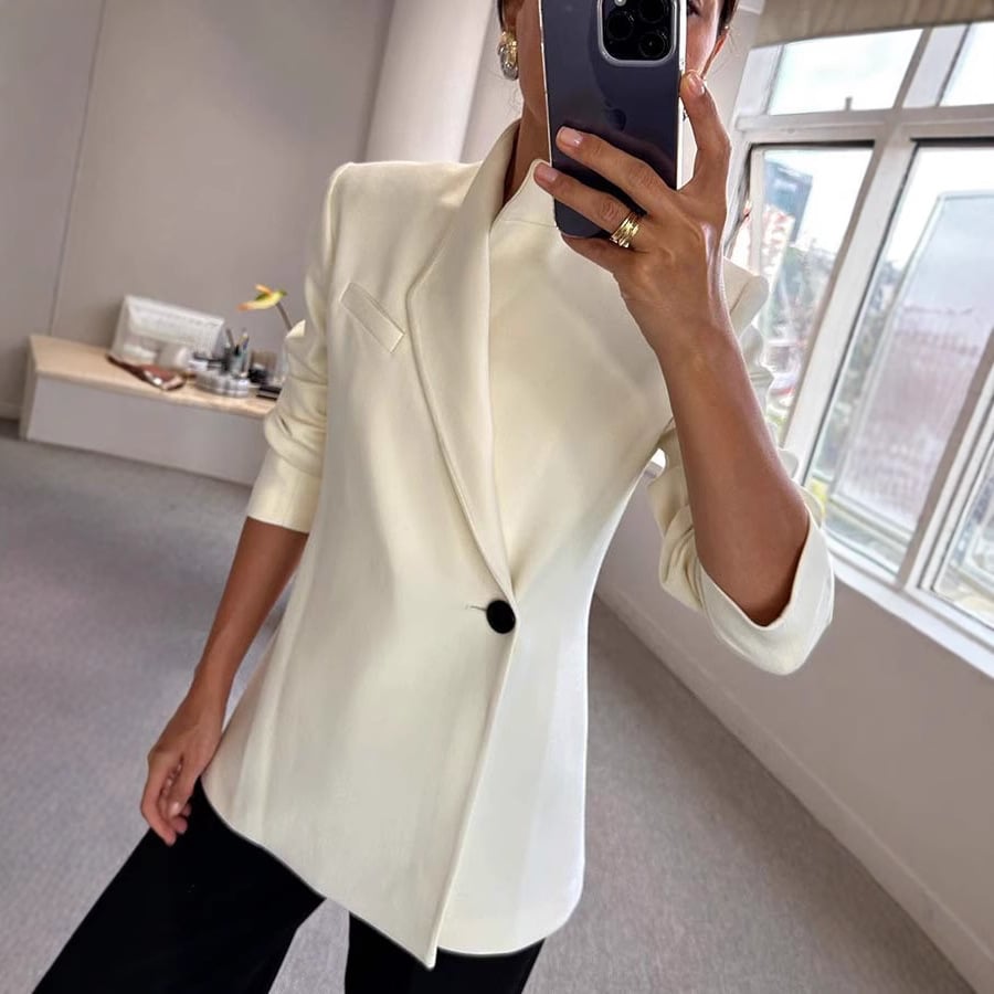 Satin Chic Blazer | Loose Fit, Notched Collar 0