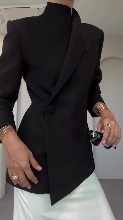 Satin Chic Blazer | Loose Fit, Notched Collar 2