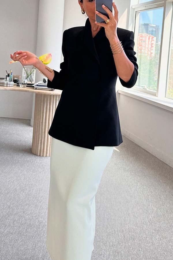 Satin Chic Blazer | Loose Fit, Notched Collar 3