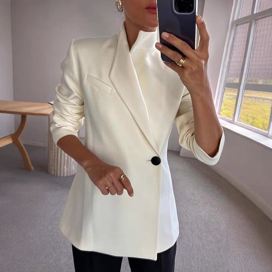 Satin Chic Blazer | Loose Fit, Notched Collar 4
