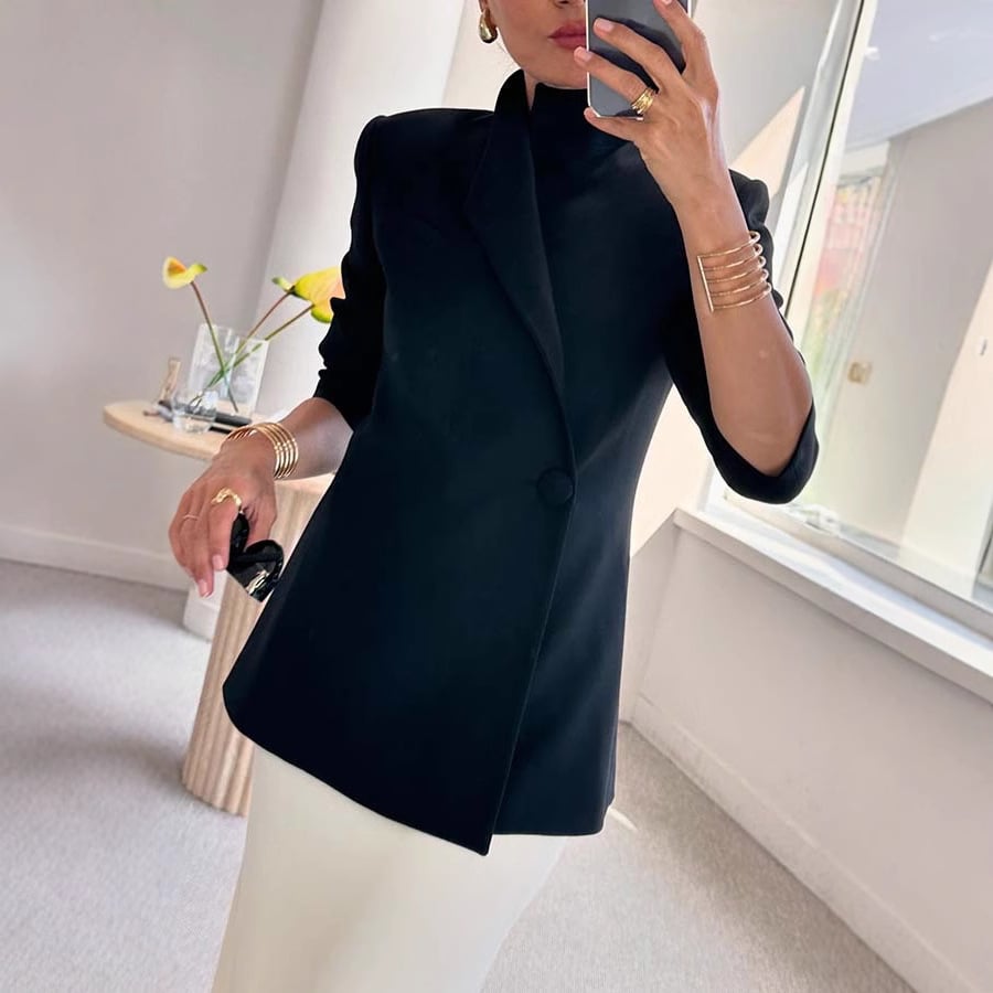 Satin Chic Blazer | Loose Fit, Notched Collar 5