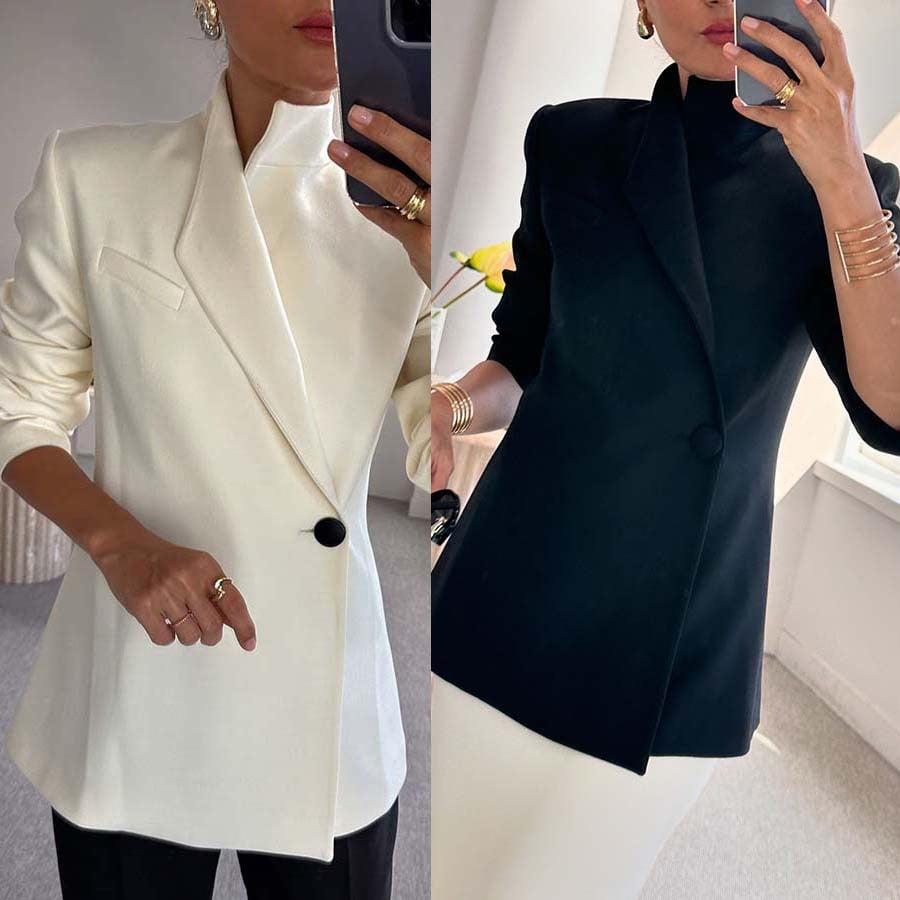 Satin Chic Blazer | Loose Fit, Notched Collar 7