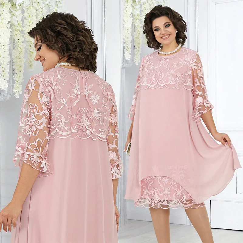 Serene Lace Dress | Breathable, Plus Size Available, Knee-Length Summer Style 0