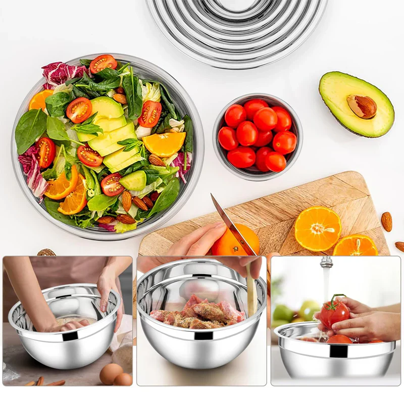 Sleek Mixing Bowl Set | Stainless Steel, 6 Bowls with Lids and Grater Attachments 1