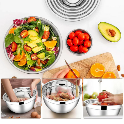Sleek Mixing Bowl Set | Stainless Steel, 6 Bowls with Lids and Grater Attachments 1