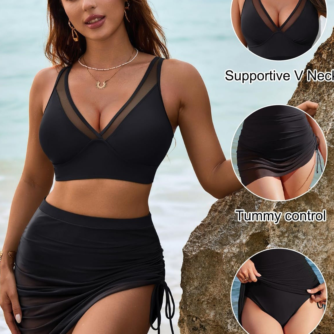 Sleek Sarong Wrap | High-Waisted Mesh Tummy Control Cover Up 5
