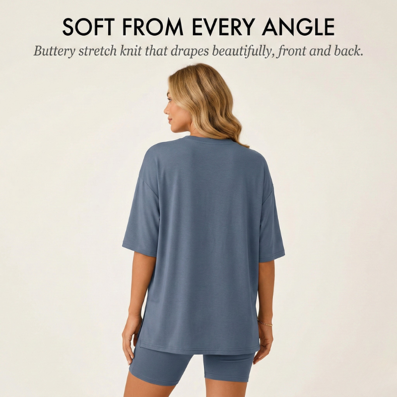 Sofi Lounge Set | Oversized Top & Fitted Biker Shorts, Women's Loungewear 2