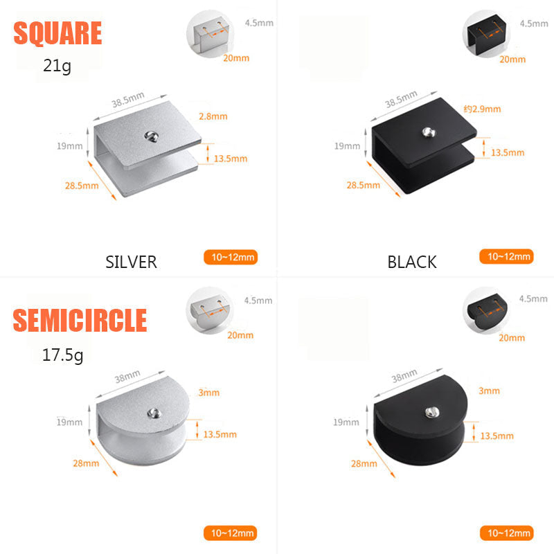 Sola Glass Clip | Space Aluminum, Easy Installation for 8-12mm Thick Glass 0