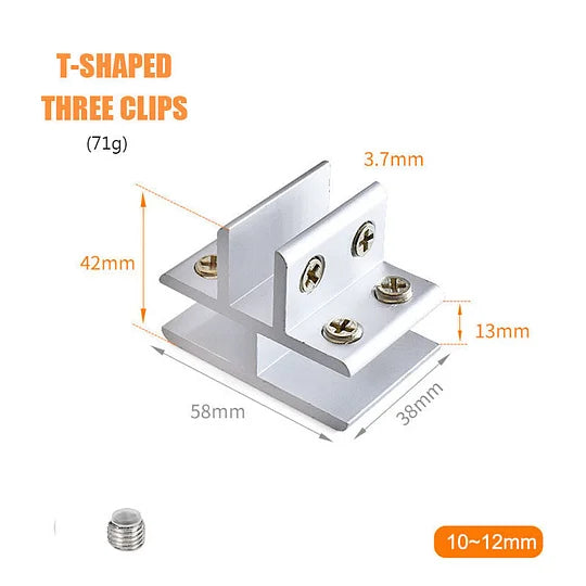Sola Glass Clip | Space Aluminum, Easy Installation for 8-12mm Thick Glass 10