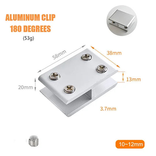 Sola Glass Clip | Space Aluminum, Easy Installation for 8-12mm Thick Glass 7