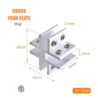 Sola Glass Clip | Space Aluminum, Easy Installation for 8-12mm Thick Glass 9