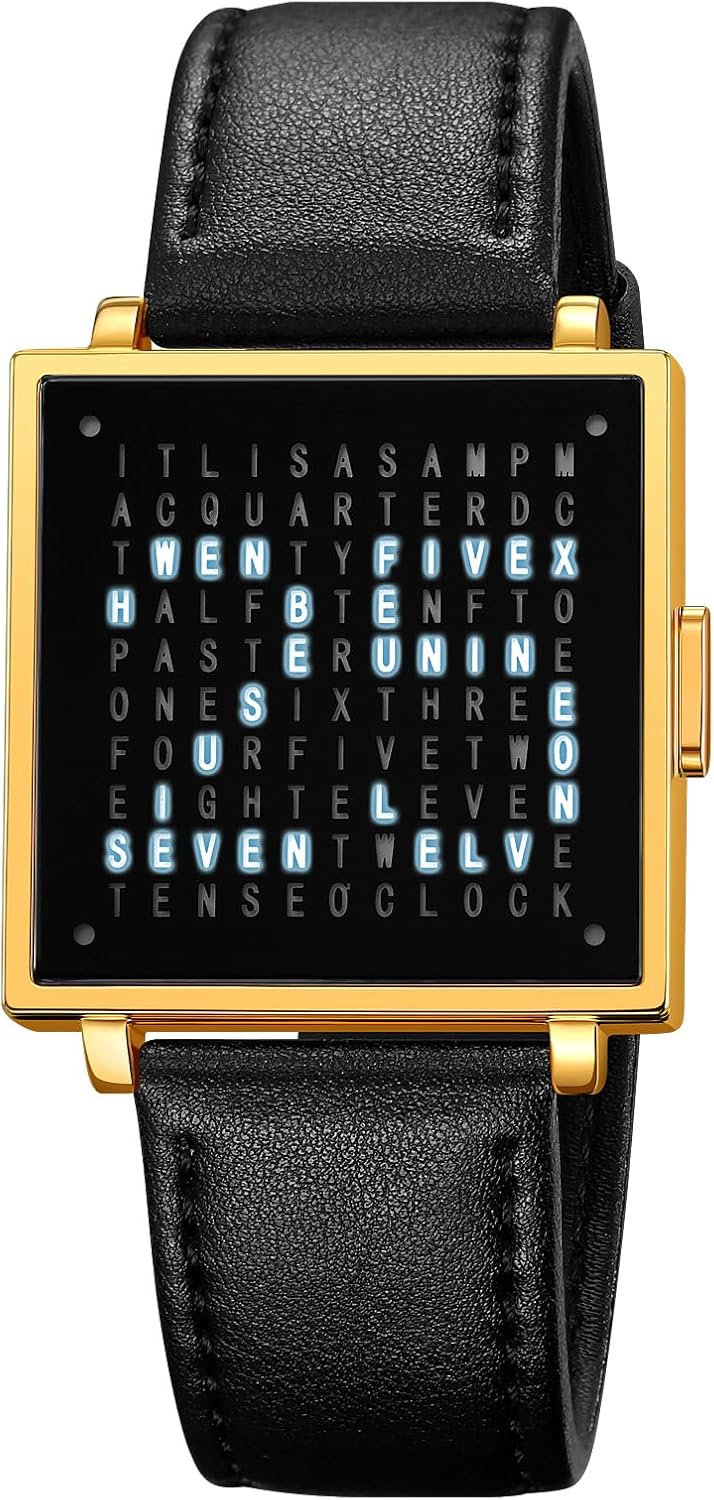 Sola Square Watch | Unique Letter Display, Water-Resistant 0
