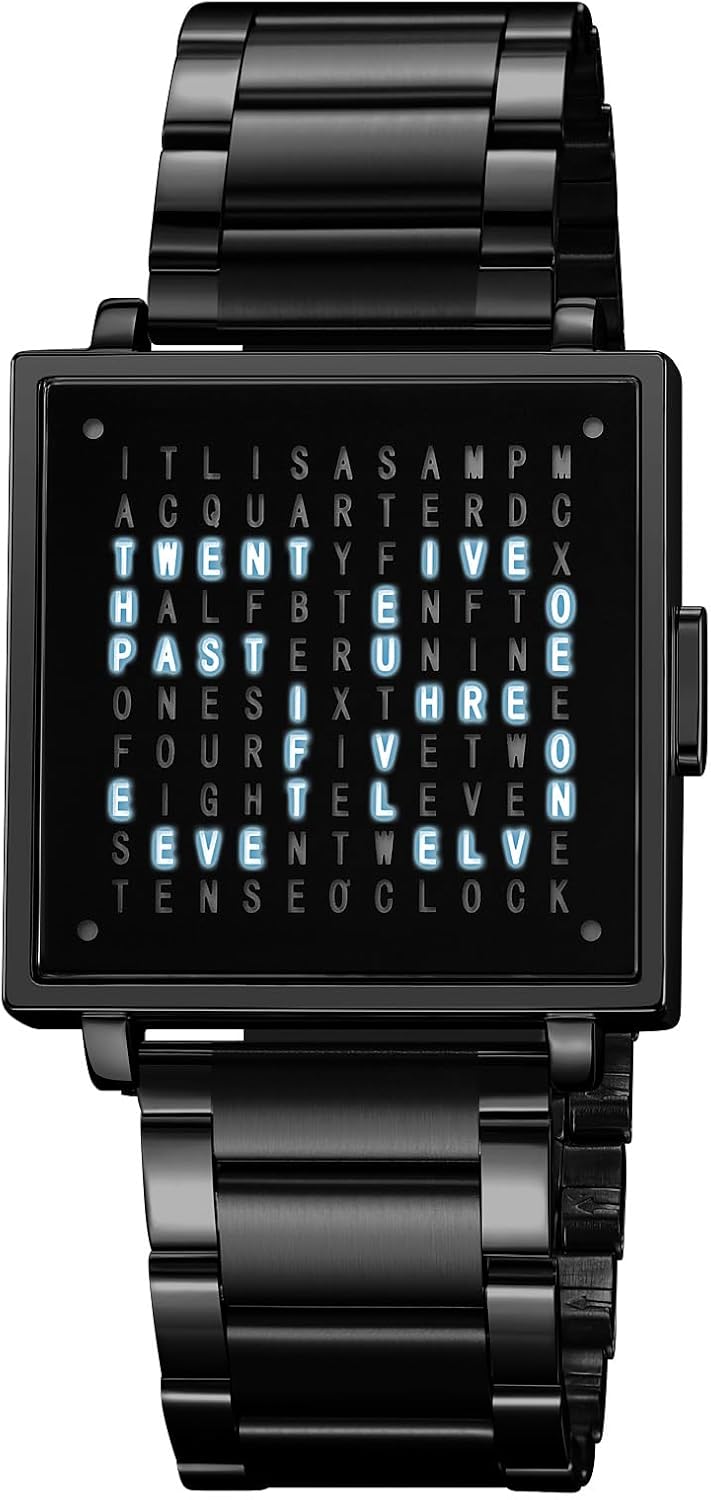 Sola Square Watch | Unique Letter Display, Water-Resistant 8