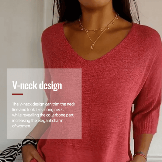 Sola V-Neck Top | Knitted, Minimalist Style 0