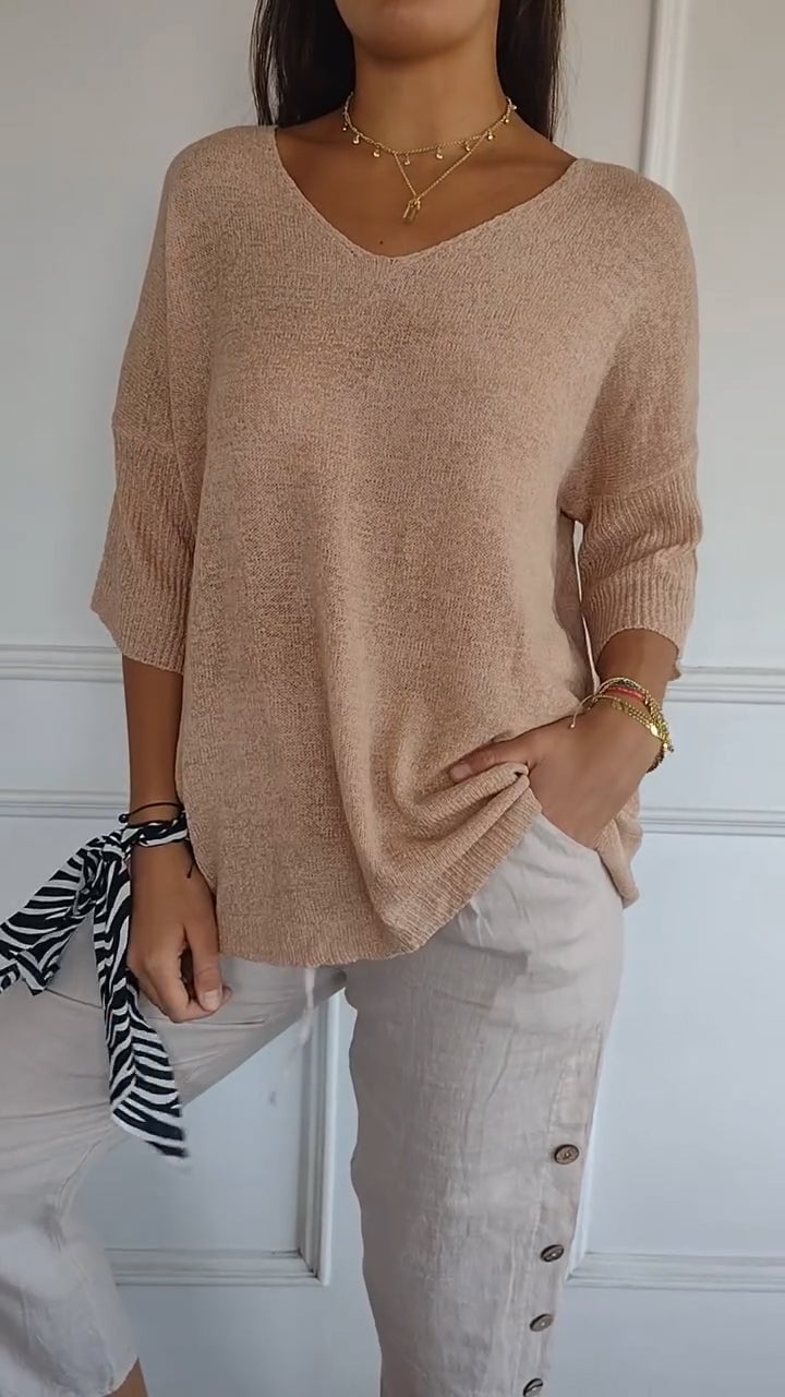 Sola V-Neck Top | Knitted, Minimalist Style 13