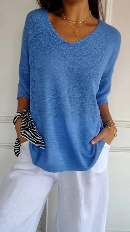 Sola V-Neck Top | Knitted, Minimalist Style 15