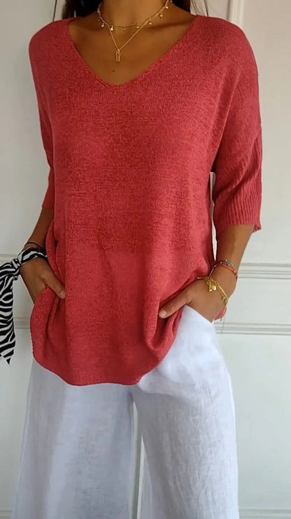 Sola V-Neck Top | Knitted, Minimalist Style 6