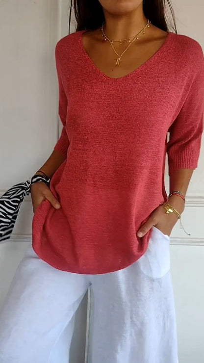 Sola V-Neck Top | Knitted, Minimalist Style 7
