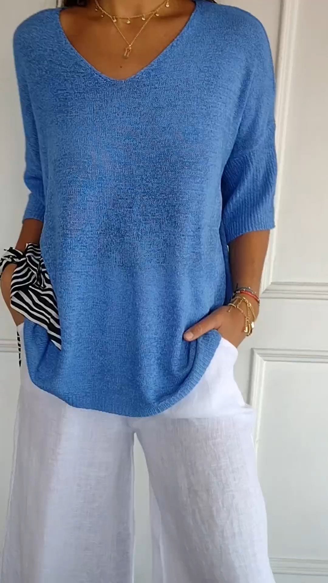 Sola V-Neck Top | Knitted, Minimalist Style 8